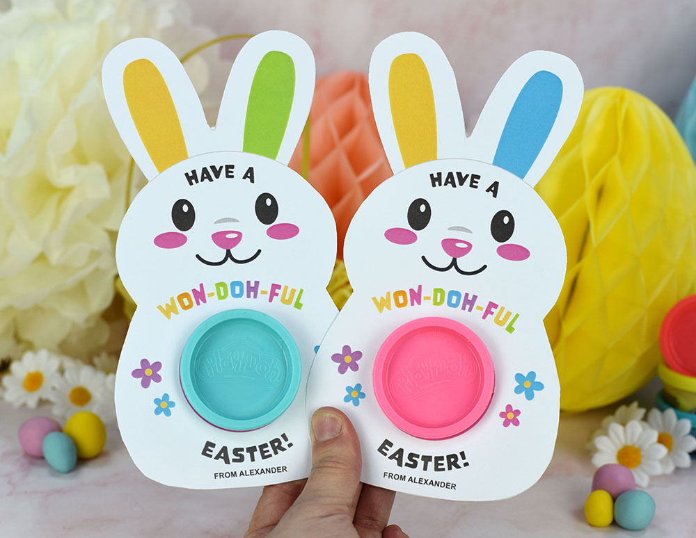 Printable easter bunny play doh holders